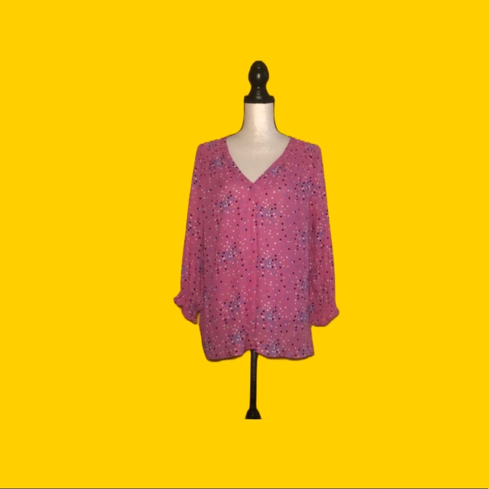 CHRISTIAN SIRIANO pink V-neck heart print blouse